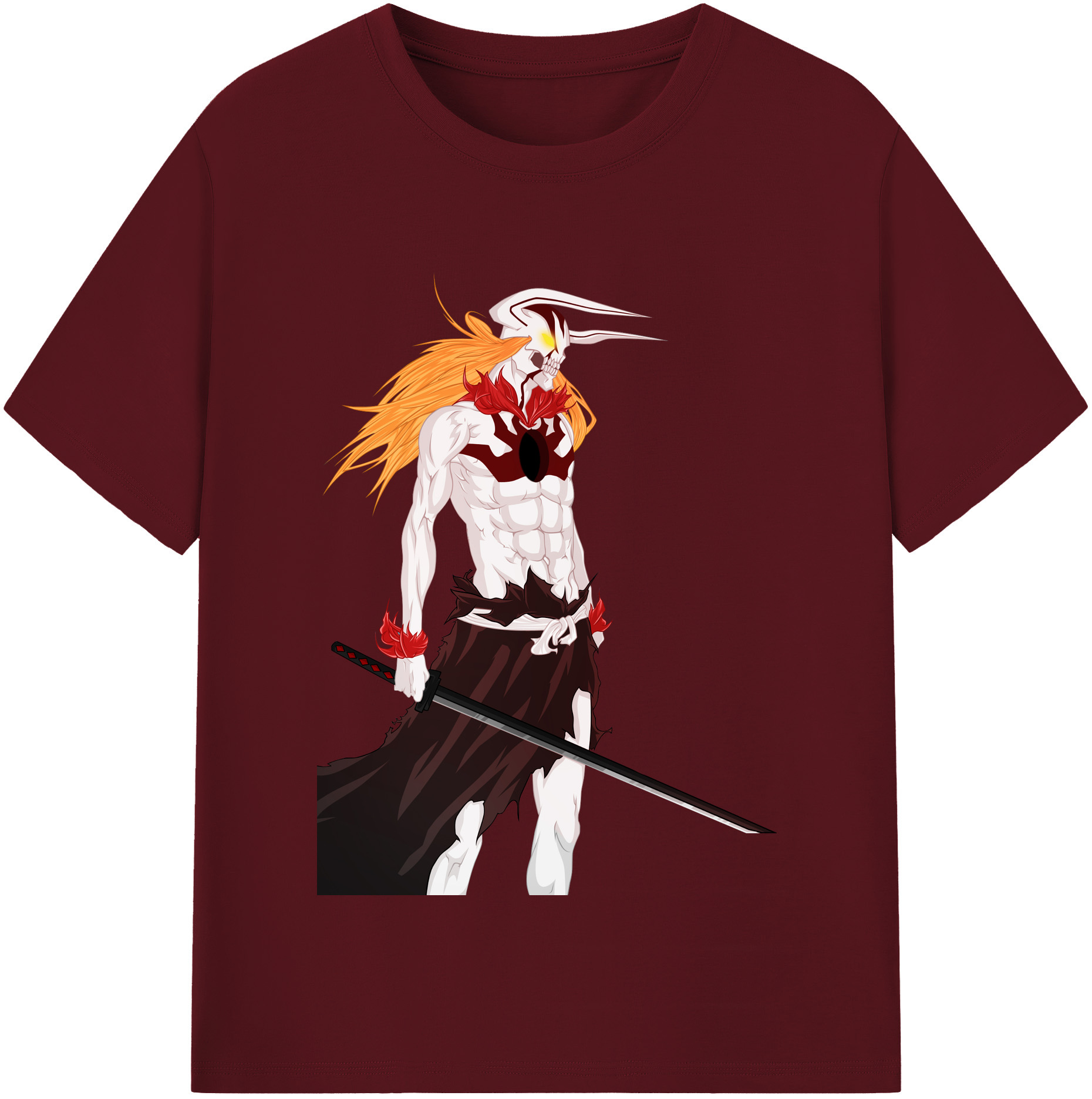 （画像用） ブリーチ 黒崎一護（くろさき いちご）BLEACH Kurosaki Ichigo 綿100％半袖Tシャツ（フロントプリント）